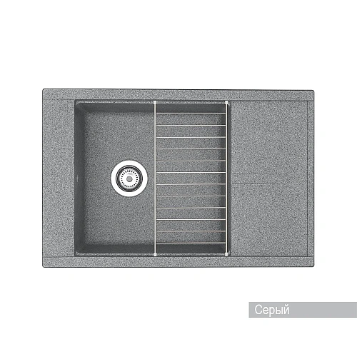 Кухонная мойка Aquaton Делия 78 1A715132DE230 из литого мрамора, прямоугольная, с крылом серая Кухонная мойка Aquaton Делия 78 1A715132DE230 из литого мрамора, прямоугольная, с крылом серая