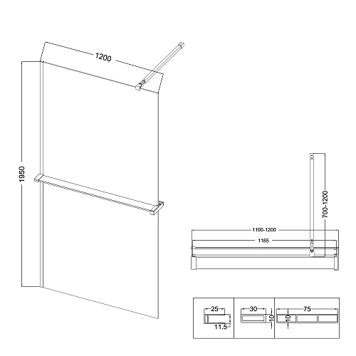Душевая перегородка Niagara Nova NG-670-12ВLACK (120x195) черный матовый, стекло прозрачное Душевая перегородка Niagara Nova NG-670-12ВLACK (120x195) черный матовый, стекло прозрачное