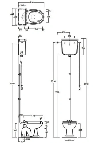 Унитаз приставной Simas Arcade AR801bi с высоким бачком, фурнитура хром AR802bi Унитаз приставной Simas Arcade AR801bi с высоким бачком, фурнитура хром AR802bi
