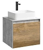 Тумба под раковину AQWELLA Mobi 60 см MOB0106BS+MOB0706DB подвесная, бетон светлый
