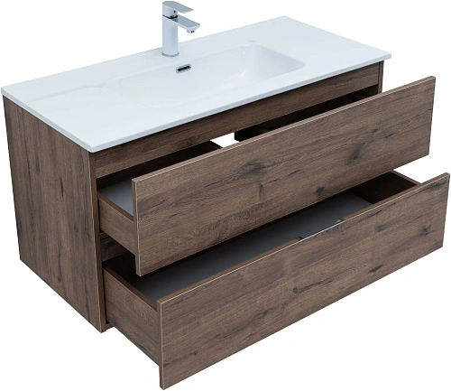 Тумба под раковину Aquanet Алвита New 100 2 ящика, дуб веллингтон табак 00334188 подвесная Тумба под раковину Aquanet Алвита New 100 2 ящика, дуб веллингтон табак 00334188 подвесная