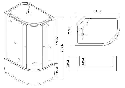 Душевая кабина Taliente 120x80x215см левая, тонированное стекло TA-12080G(L) Душевая кабина Taliente 120x80x215см левая, тонированное стекло TA-12080G(L)