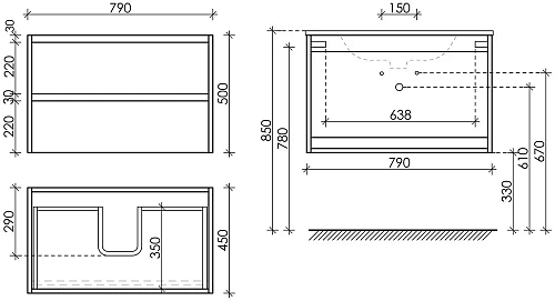 Тумба под раковину Sancos Libra LB80ECH дуб чарльстон Тумба под раковину Sancos Libra LB80ECH дуб чарльстон