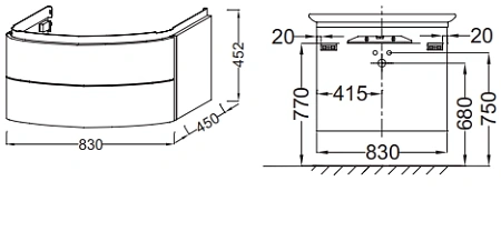 Тумба под раковину Jacob Delafon Presqu'ile 83 см EB1104-442 Тумба под раковину Jacob Delafon Presqu'ile 83 см EB1104-442