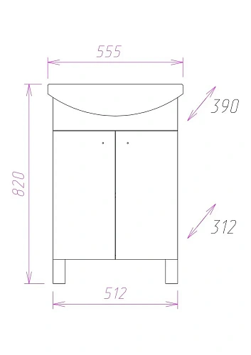 Тумба под раковину Onika ЛИГА 55.11 105554 Тумба под раковину Onika ЛИГА 55.11 105554