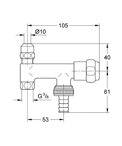 Вентиль GROHE угловой 3/8″, хром (41030000) Вентиль GROHE угловой 3/8″, хром (41030000)