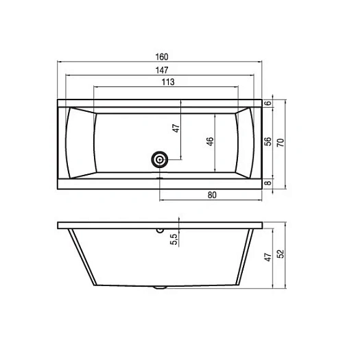 Акриловая ванна Riho Julia BA7100500000000 160x70 Акриловая ванна Riho Julia BA7100500000000 160x70
