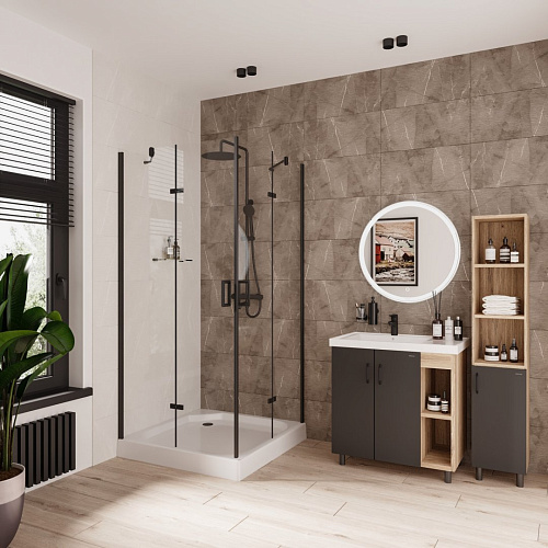 Душевой уголок Niagara Nova NG-6814-08 BLACK (100x100x195) квадратная, распашн, профиль черный, стекло прозрачное (6мм) 681408111BLACK Душевой уголок Niagara Nova NG-6814-08 BLACK (100x100x195) квадратная, распашн, профиль черный, стекло прозрачное (6мм) 681408111BLACK