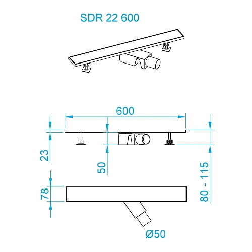 Душевой лоток RGW SDR-22B 600 мм 47212260-04 Душевой лоток RGW SDR-22B 600 мм 47212260-04