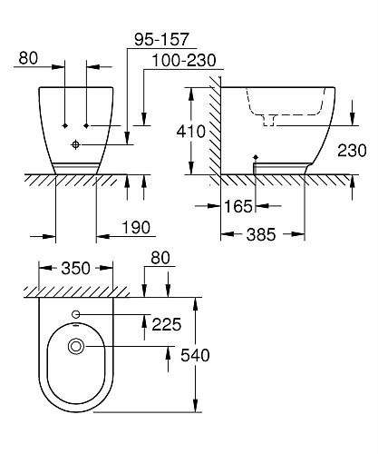 Биде напольное GROHE Essence Ceramic, альпин-белый (3957500H) Биде напольное GROHE Essence Ceramic, альпин-белый (3957500H)