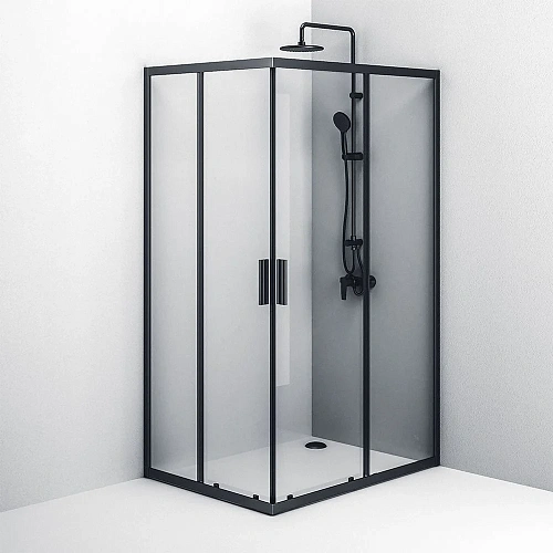 Душевой уголок AM.PM Gem S W93G-404-120290-BT S Twin Slide 120x90, профиль черный матовый, стекло прозрачное Душевой уголок AM.PM Gem S W93G-404-120290-BT S Twin Slide 120x90, профиль черный матовый, стекло прозрачное