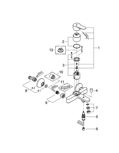 Смеситель для ванны GROHE BauEdge (23334000) хром Смеситель для ванны GROHE BauEdge (23334000) хром