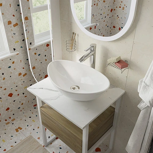 Комплект мебели DIWO Элиста 60 светлое дерево с раковиной Moduo 55 Leaf 567835 Комплект мебели DIWO Элиста 60 светлое дерево с раковиной Moduo 55 Leaf 567835