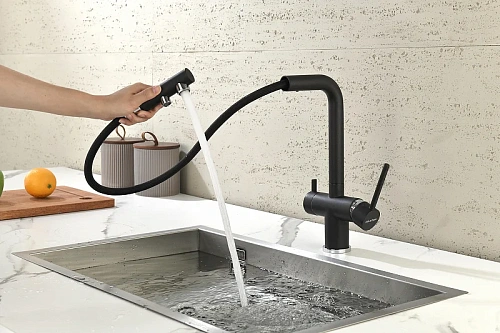 Смеситель для кухни Paulmark SERPENTINE черный Se213222-BLM Смеситель для кухни Paulmark SERPENTINE черный Se213222-BLM