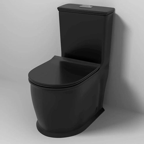 Унитаз напольный GROSSMAN GR-4492BMS Retro 670x350x825 моноблок черный матовый безободковый с тонкой крышкой Унитаз напольный GROSSMAN GR-4492BMS Retro 670x350x825 моноблок черный матовый безободковый с тонкой крышкой