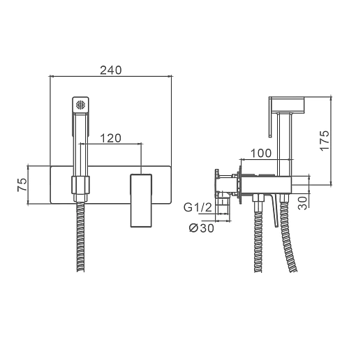 Гигиенический душ Splenka S01.52 встраиваемый, хром Гигиенический душ Splenka S01.52 встраиваемый, хром