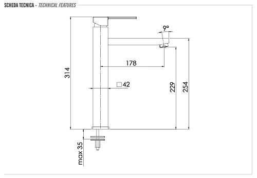 Смеситель для раковины Remer Qubika Q11L Смеситель для раковины Remer Qubika Q11L