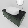 Тумба под раковину La Fenice Cubo Grigio 90 NFNC-01-CUB-G-90-2-GB серо-зеленая матовая с белой ручкой и черной столешницей Тумба под раковину La Fenice Cubo Grigio 90 NFNC-01-CUB-G-90-2-GB серо-зеленая матовая с белой ручкой и черной столешницей