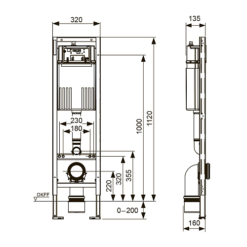 Инсталляция для унитаза TECE TECEprofil 9400440 Compact 320, высота 1120 мм Инсталляция для унитаза TECE TECEprofil 9400440 Compact 320, высота 1120 мм