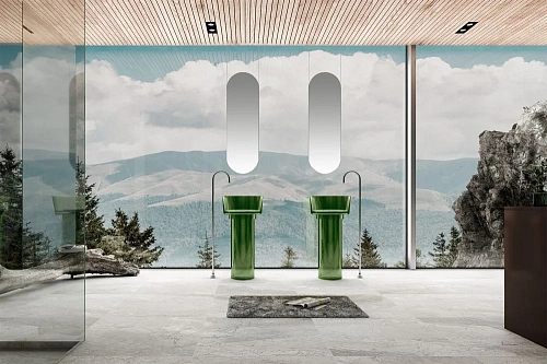 Раковина ABBER Kristall AT2702Emerald отдельностоящая, прозрачная, зеленая Раковина ABBER Kristall AT2702Emerald отдельностоящая, прозрачная, зеленая