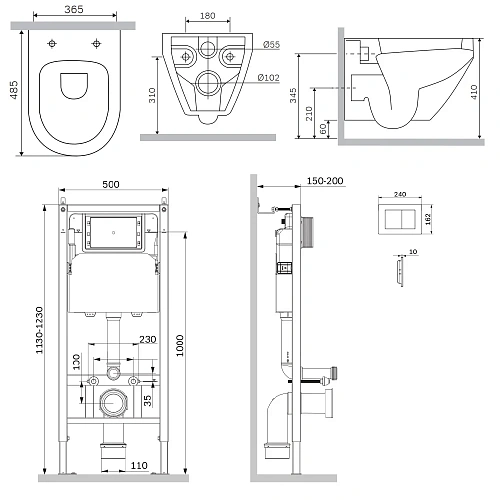 Комплект инсталляции AM.PM Spirit V2.0 IS90201.701900 PrimeFit с клавишей S белый с унитазом Spirit V2.0 Aquaspin Комплект инсталляции AM.PM Spirit V2.0 IS90201.701900 PrimeFit с клавишей S белый с унитазом Spirit V2.0 Aquaspin