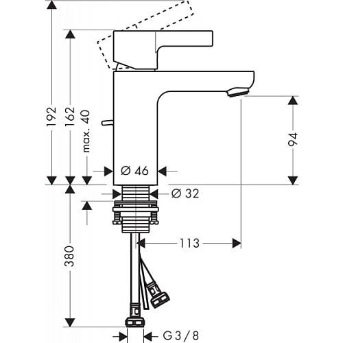 Смеситель для раковины hansgrohe Metris S со сливным гарнитуром, хром 31060000 Смеситель для раковины hansgrohe Metris S со сливным гарнитуром, хром 31060000