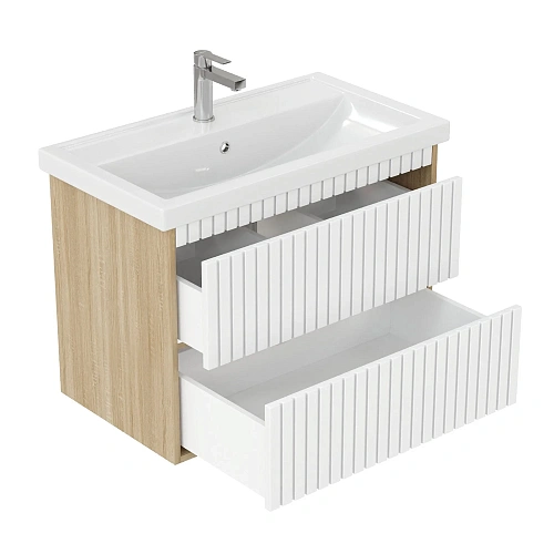 Тумба под раковину Onika Дайлер 80 см 108061 подвесная белая/дуб сонома (для Фостер 80) Тумба под раковину Onika Дайлер 80 см 108061 подвесная белая/дуб сонома (для Фостер 80)
