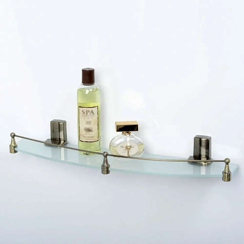 Полка WasserKRAFT Exter K-5244 стеклянная с бортиком светлая бронза Полка WasserKRAFT Exter K-5244 стеклянная с бортиком светлая бронза