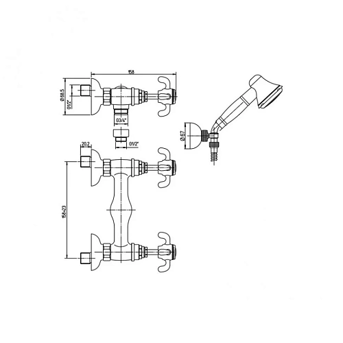Смеситель для душа Paini Ornellaia 87CR509 с аксессуаром Смеситель для душа Paini Ornellaia 87CR509 с аксессуаром