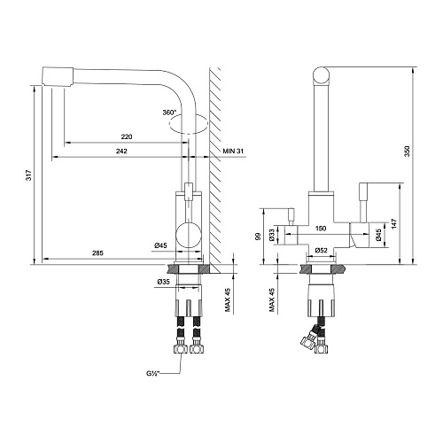 Смеситель для кухни Lemark Expert LM5060S с подключением к фильтру, матовый Смеситель для кухни Lemark Expert LM5060S с подключением к фильтру, матовый
