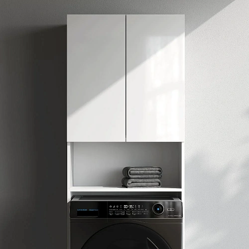 Шкаф AM.PM X-Joy M85CSX06521WG1 над стир.машиной с дверями и открытой полкой, узкий, 65 см, белый Шкаф AM.PM X-Joy M85CSX06521WG1 над стир.машиной с дверями и открытой полкой, узкий, 65 см, белый