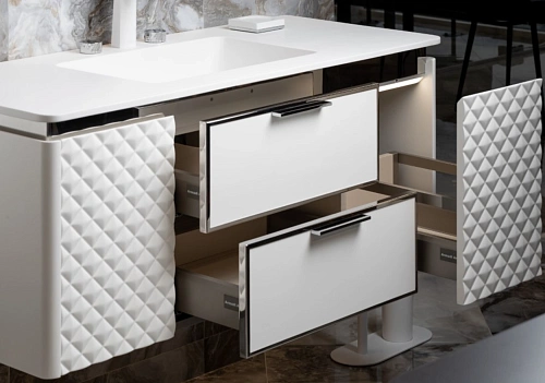 Тумба под раковину Armadi Art ROMBO 120 777-120-WCR белый матовый/хром Тумба под раковину Armadi Art ROMBO 120 777-120-WCR белый матовый/хром