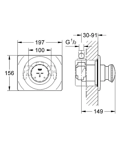 Смеситель для душа GROHE Contromix, хром (36121000) внешняя часть Смеситель для душа GROHE Contromix, хром (36121000) внешняя часть