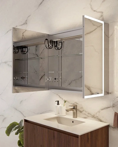 Зеркальный шкаф ArtDecco Elysian Reflect 80 AER08070MC в алюминиевой раме, с подсветкой Зеркальный шкаф ArtDecco Elysian Reflect 80 AER08070MC в алюминиевой раме, с подсветкой