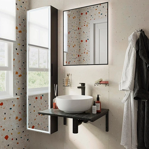 Комплект мебели DIWO Элиста 60 чёрный мрамор, с раковиной Moduo 40 RING 554737 Комплект мебели DIWO Элиста 60 чёрный мрамор, с раковиной Moduo 40 RING 554737