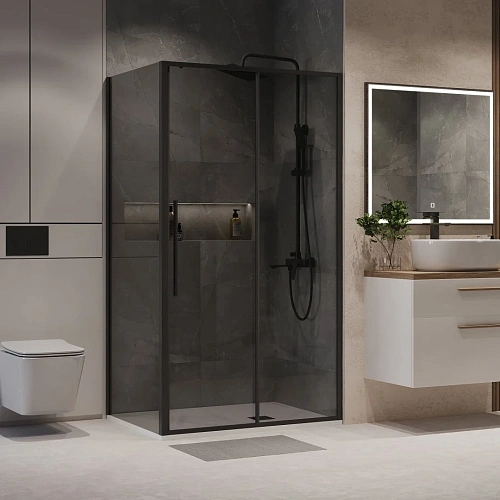 Душевой уголок Niagara Nova NG-85-14TB-TB90-34 (140x90x195) прямоуг, раздвижн, черный матов., стекло тонированное Душевой уголок Niagara Nova NG-85-14TB-TB90-34 (140x90x195) прямоуг, раздвижн, черный матов., стекло тонированное