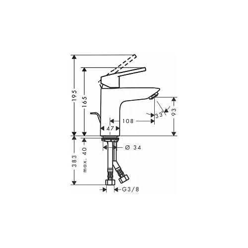 Смеситель для раковины Hansgrohe Logis Loop 100 CoolStart, со сливным гарнитуром 71154000, хром Смеситель для раковины Hansgrohe Logis Loop 100 CoolStart, со сливным гарнитуром 71154000, хром