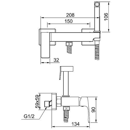 Гигиенический душ Raglo R51.51.06, черный Гигиенический душ Raglo R51.51.06, черный