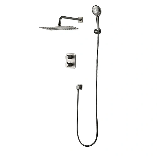 Душевая система Lemark Bronx LM3749GM термостатическая, встраиваемая, графит Душевая система Lemark Bronx LM3749GM термостатическая, встраиваемая, графит