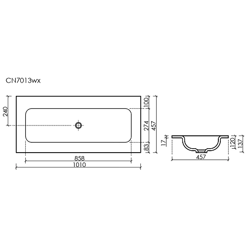 Раковина Ceramica Nova Grace CN7013MBwx накладная, без отверстия под смеситель, 1010x457x137, черный матовый Раковина Ceramica Nova Grace CN7013MBwx накладная, без отверстия под смеситель, 1010x457x137, черный матовый