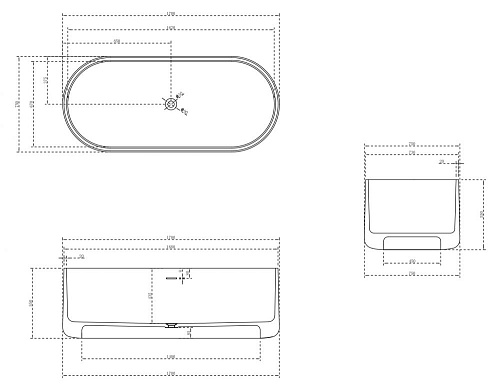 Ванна отдельностоящая ABBER AS9607 170x75 универсальная, белая матовая, искусственный камень Ванна отдельностоящая ABBER AS9607 170x75 универсальная, белая матовая, искусственный камень