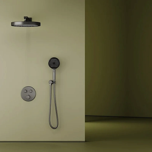 Душевая система Sancos Space SC3006GMG встраиваемый с термостатом, вороненая сталь Душевая система Sancos Space SC3006GMG встраиваемый с термостатом, вороненая сталь