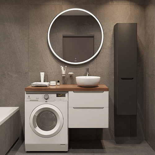 Тумба с раковиной STWORKI Берген 60 белая с темной столешницей 122, Moon 1, L 549683 Тумба с раковиной STWORKI Берген 60 белая с темной столешницей 122, Moon 1, L 549683