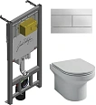 Комплект унитаза Jacob Delafon Elite E21742RU-00 безободковый с инсталляцией и кнопкой смыва Комплект унитаза Jacob Delafon Elite E21742RU-00 безободковый с инсталляцией и кнопкой смыва