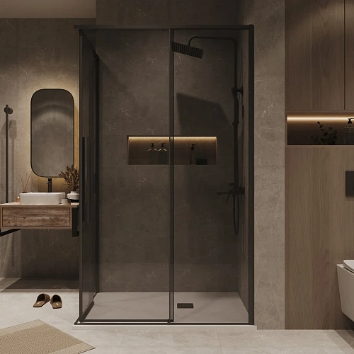 Душевой уголок GROSSMAN Galaxy 1/2.K33.01.12.21.10-1/2.K33.01.70.21.10 (120х70х195) раздвижная,черный матовый,стекло тонированное Душевой уголок GROSSMAN Galaxy 1/2.K33.01.12.21.10-1/2.K33.01.70.21.10 (120х70х195) раздвижная,черный матовый,стекло тонированное