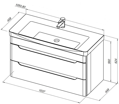 Тумба под раковину Aquanet София 105 белый глянец (2 ящика) 00274116 Тумба под раковину Aquanet София 105 белый глянец (2 ящика) 00274116