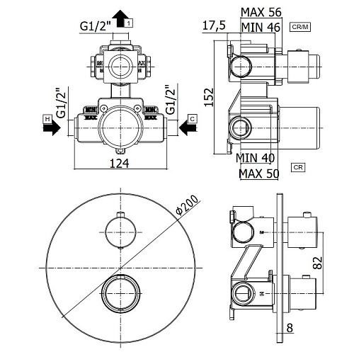 Смеситель для душа Paffoni Light LIQ013NO (с внутренней частью) Смеситель для душа Paffoni Light LIQ013NO (с внутренней частью)