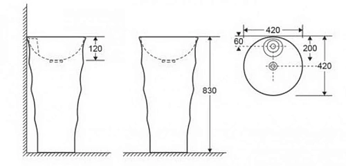 Раковина CeramaLux G308 напольная, белый Раковина CeramaLux G308 напольная, белый