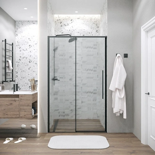 Душевая дверь GROSSMAN Galaxy 100.K33.01.100.21.02 (100x195) черный матовый, стекло шиншилла Душевая дверь GROSSMAN Galaxy 100.K33.01.100.21.02 (100x195) черный матовый, стекло шиншилла