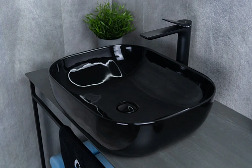 Раковина Gid BL1302 53347 накладная черная глянцевая 50x40x14 Раковина Gid BL1302 53347 накладная черная глянцевая 50x40x14